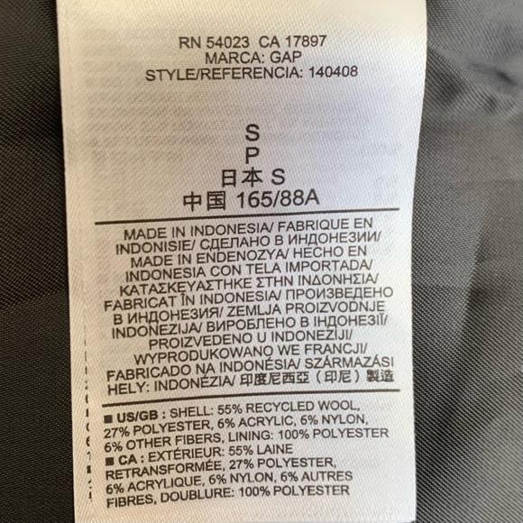 Gap Recycled Wool Charcoal Grey  Zip Biker Jacket Size Small - Picture 7 of 7